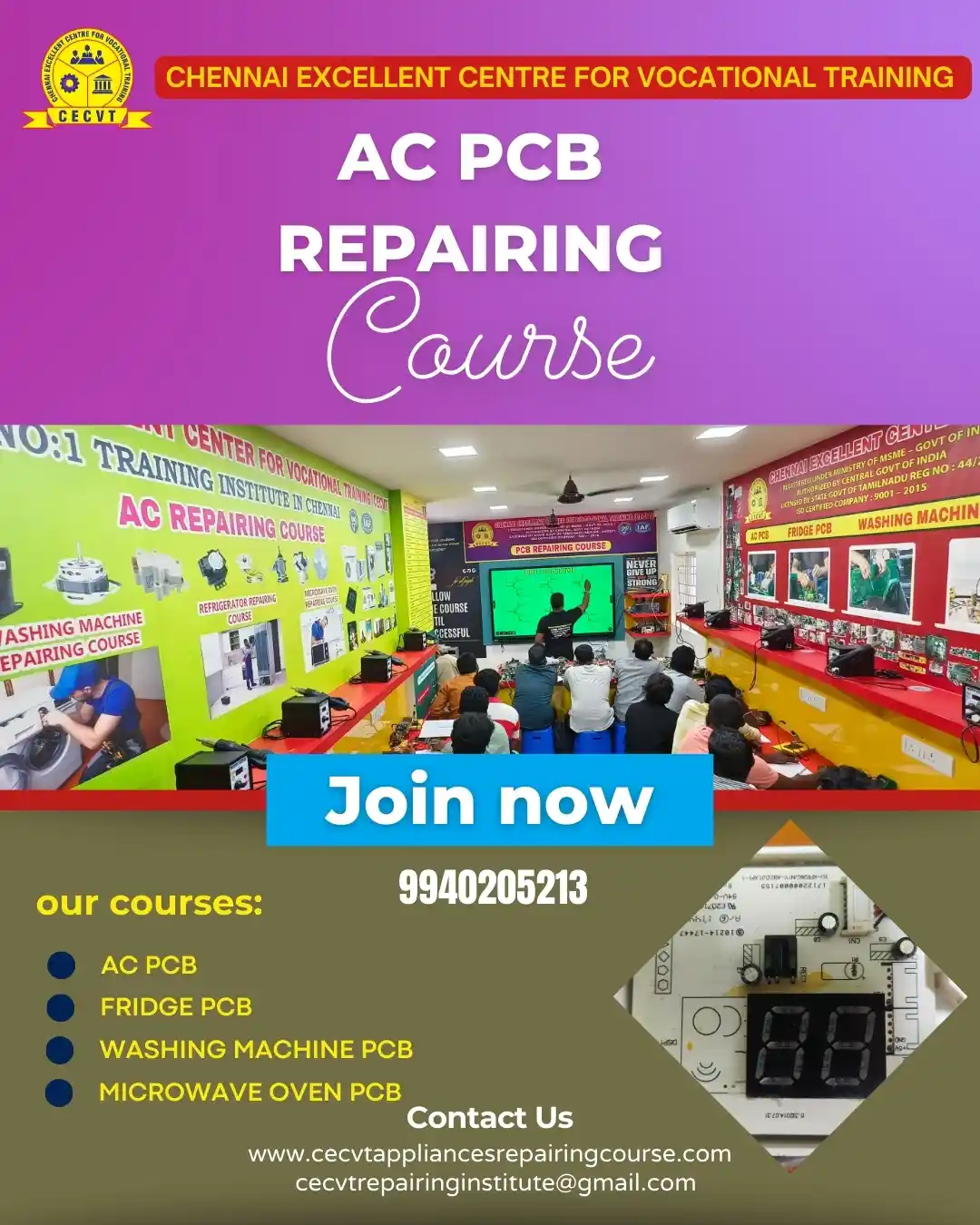 AC PCB Board Mechanic Course in Ariyalur Tamil Nadu