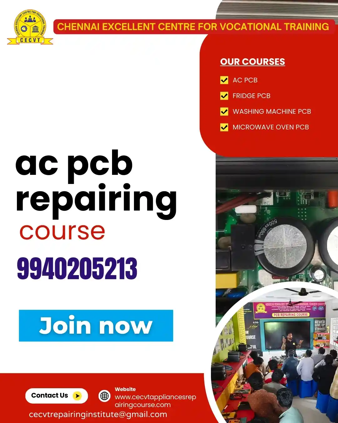AC PCB Board Mechanic Course in Ariyalur Tamil Nadu