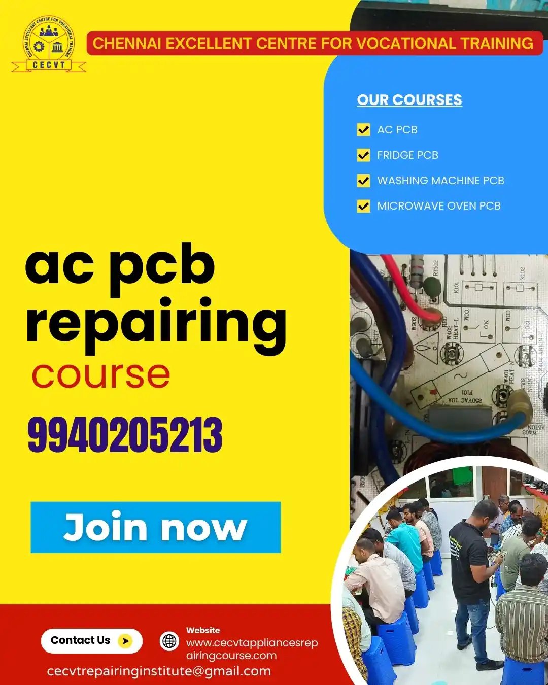 AC PCB Board Mechanic Course in Ariyalur Tamil Nadu