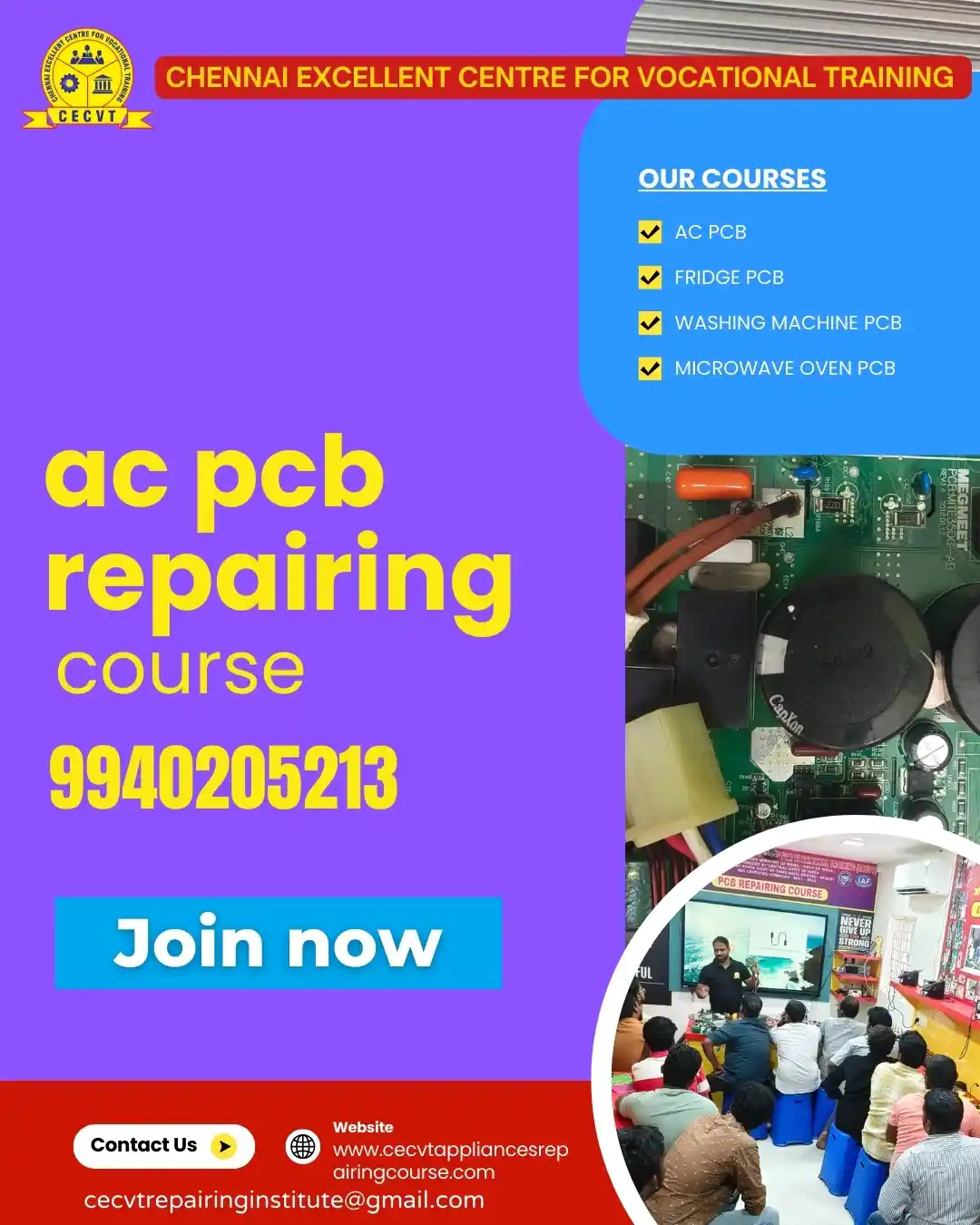 AC PCB Board Mechanic Course in Ariyalur Tamil Nadu