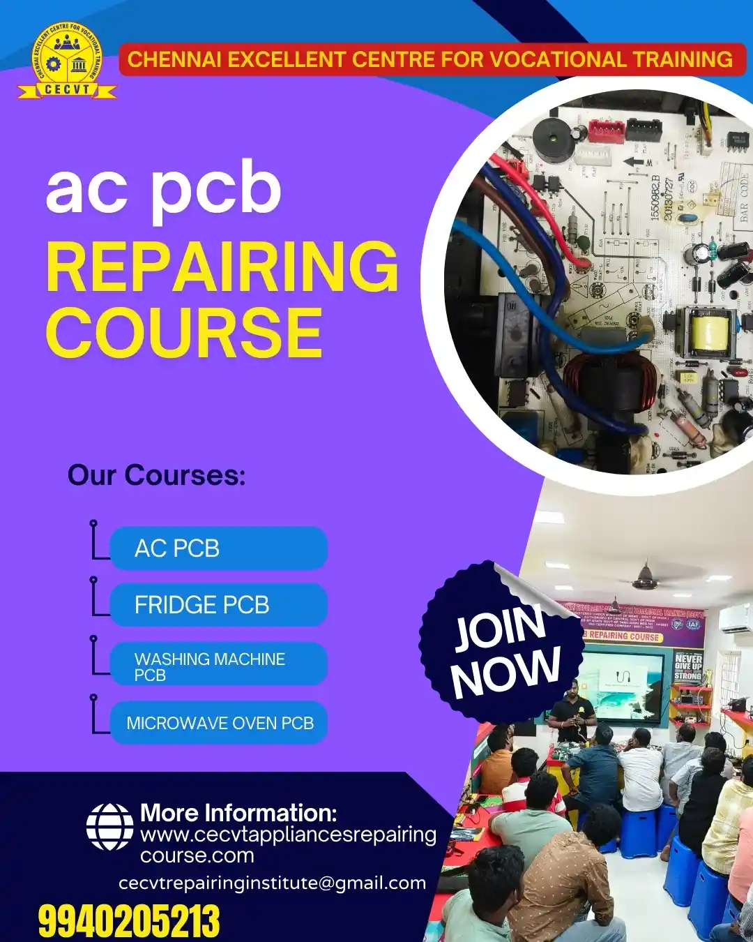 AC PCB Board Mechanic Course in Coimbatore Tamil Nadu