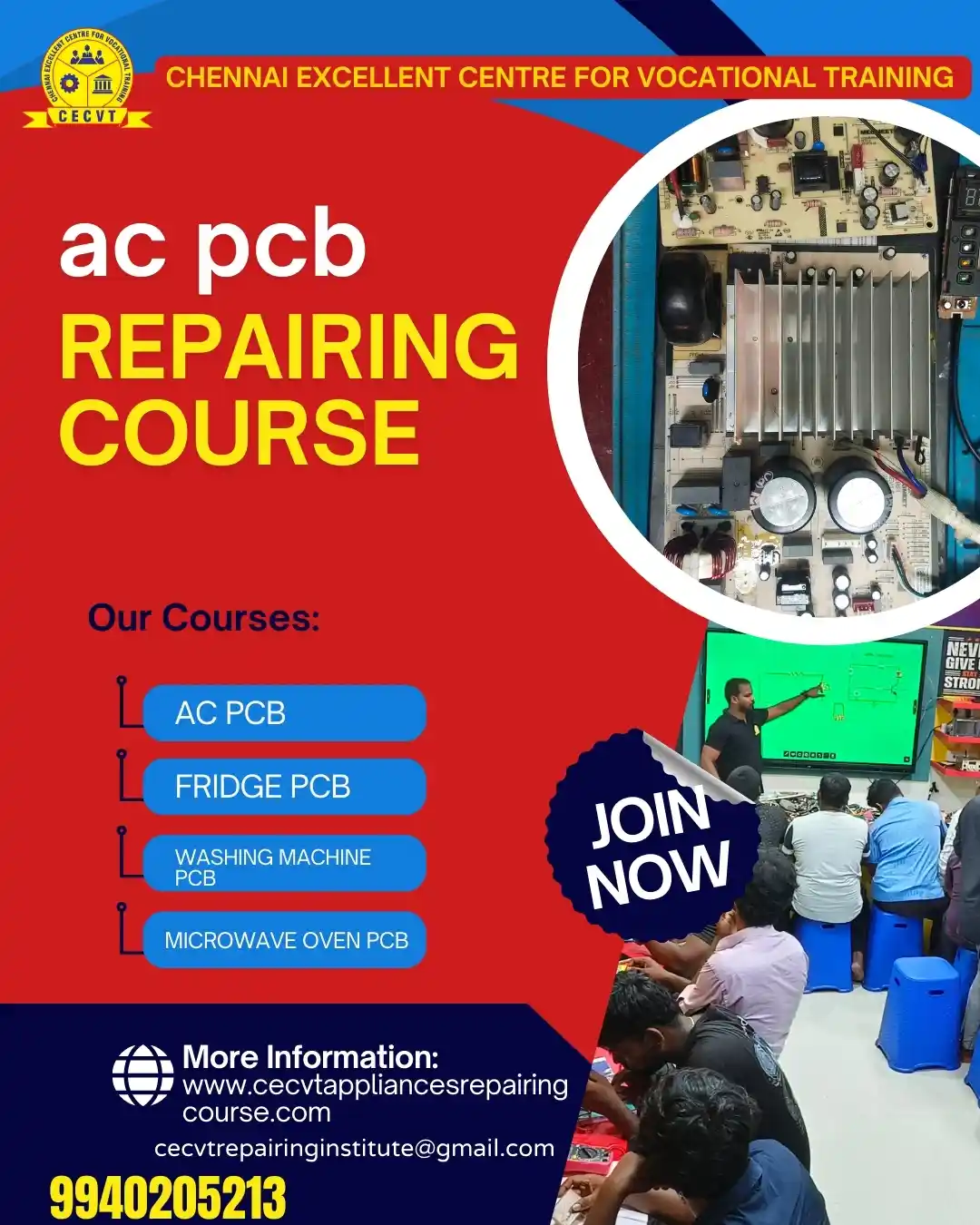AC PCB Board Mechanic Course in Coimbatore Tamil Nadu