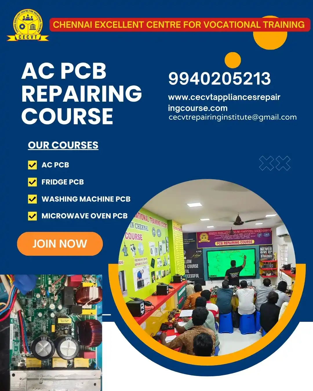 AC PCB Board Mechanic Course in Chennai Tamil Nadu