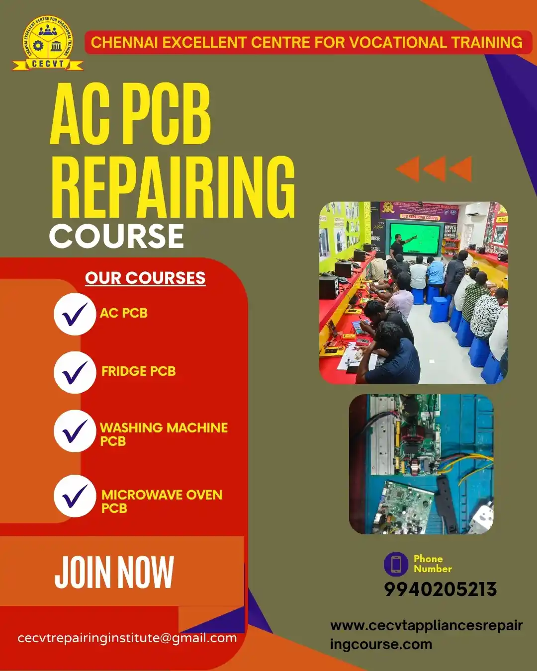 AC PCB Board Mechanic Course in Dharmapuri Tamil Nadu