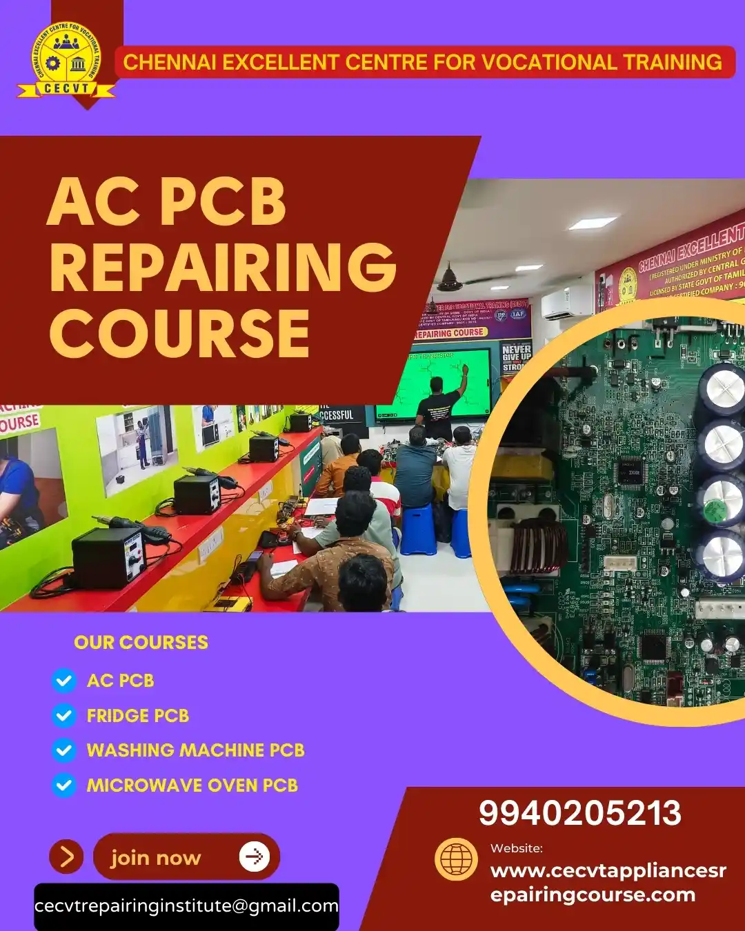 AC PCB Board Mechanic Course in Pratapgarh Uttar Pradesh